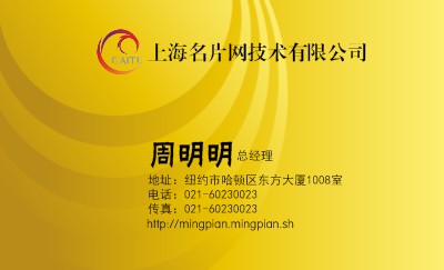 底纹曲线圈橙黄技术名片模板