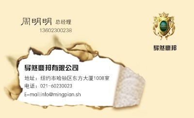 卷烧淡雅素色艺术名片制作