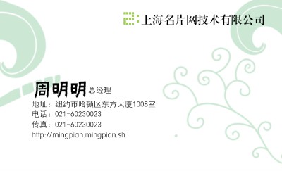 淡绿色淡雅清新型商务名片制作