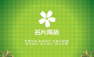 格纹绿底艺术名片设计
