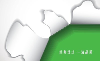 白纸绿破口艺术名片设计