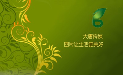 绿色多彩花纹艺术名片设计