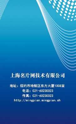 波纹线条圆点蓝色商务竖版名片设计
