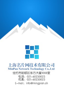 冰雪蓝创意印刷企业竖版名片设计