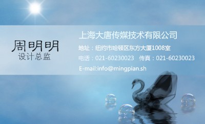 艺术气息蓝色名片设计