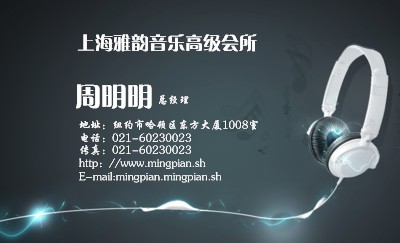 艺术风灰蓝耳机音乐名片设计