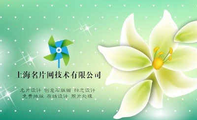 蓝色梦幻光点花卉名片设计