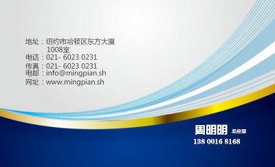 蓝色简洁商务名片模板
