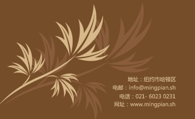 优雅咖啡色花纹名片模板