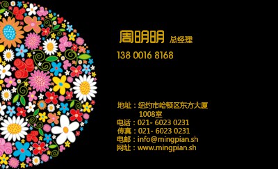 黑色创意花球艺术名片设计