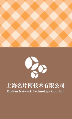 桔褐色简洁格子竖版名片模板