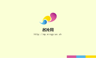 红黄蓝三色点缀淡黄底创意名片模板