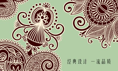 绿色古典花纹名片设计