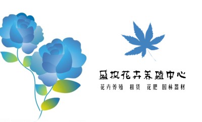 白底清雅蓝花花卉名片设计