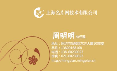 淡黄藤络艺术设计名片设计