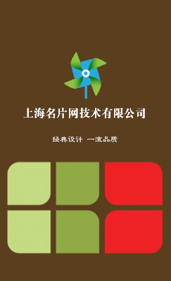 咖啡色红绿创意格子竖版名片设计