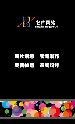 彩色泡泡黑底艺术摄影竖版名片模板